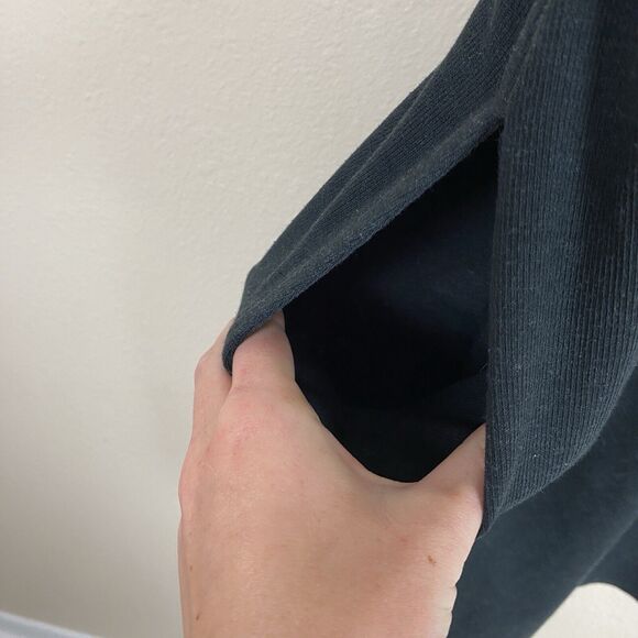 Toad & Co XL Dress Mini Hemp Blend Blouson Black Short Sleeve Shift Sheath - Picture 4 of 5